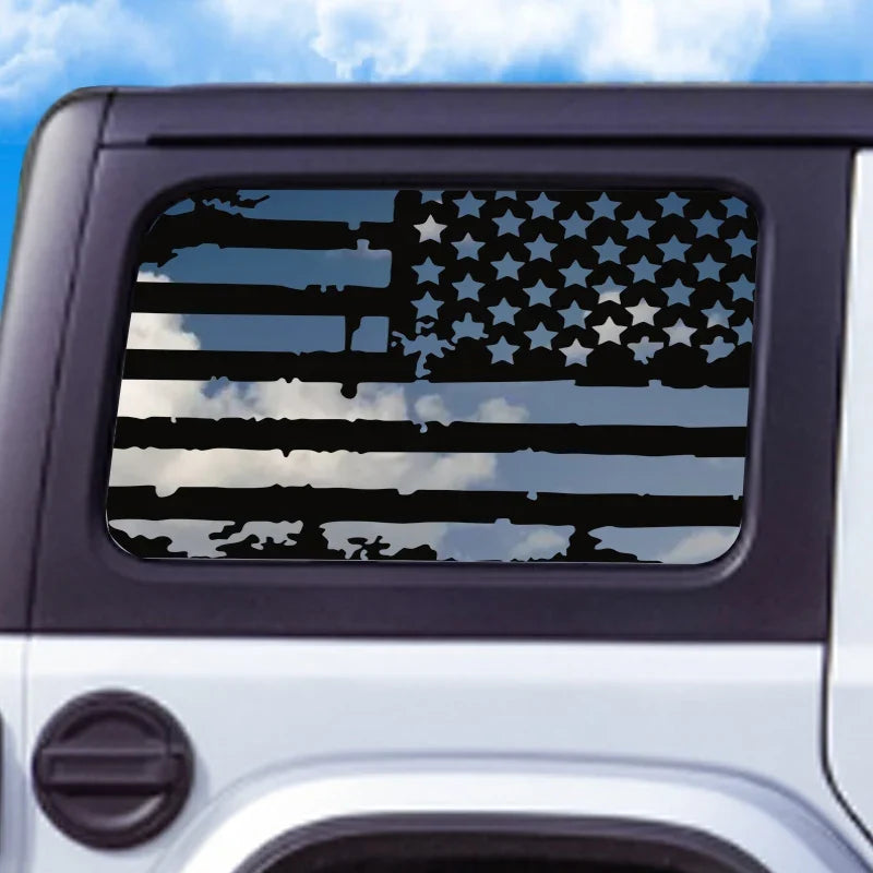 USA Flag Rear Window Decorative Decal for Jeep Wrangler (2021–2024) | Vinyl Cover Sticker