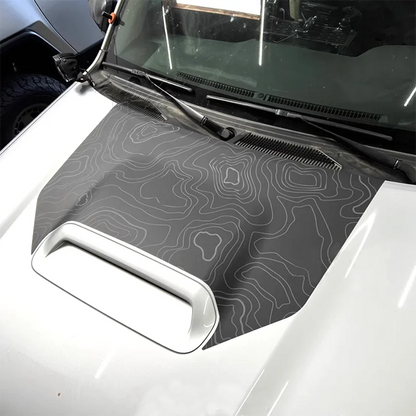 Topographic Map Hood & Scoop Decal Kit for Toyota 4Runner | Matte Black Vinyl Graphics