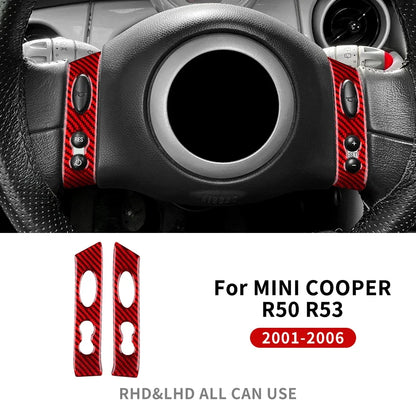 For Mini Cooper Hatch One R50 R53 2001-2006 Steering Wheel Button Sticker Strip Soft Carbon Fiber Car Interior Panel Cover Decal