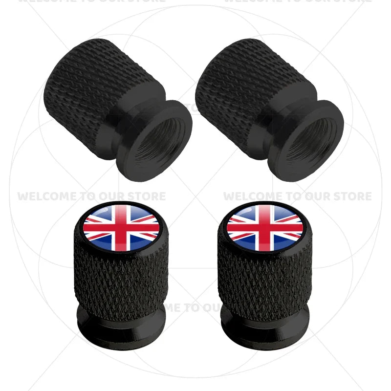 Aluminum Tire Valve Caps Sweden Union Jack Flag 4 Pcs