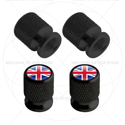 Aluminum Tire Valve Caps Sweden Union Jack Flag 4 Pcs