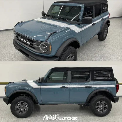 Custom Sports Body & Hood Modification Vinyl Decal Kit for Ford Bronco | PVC Full-Body Wrap