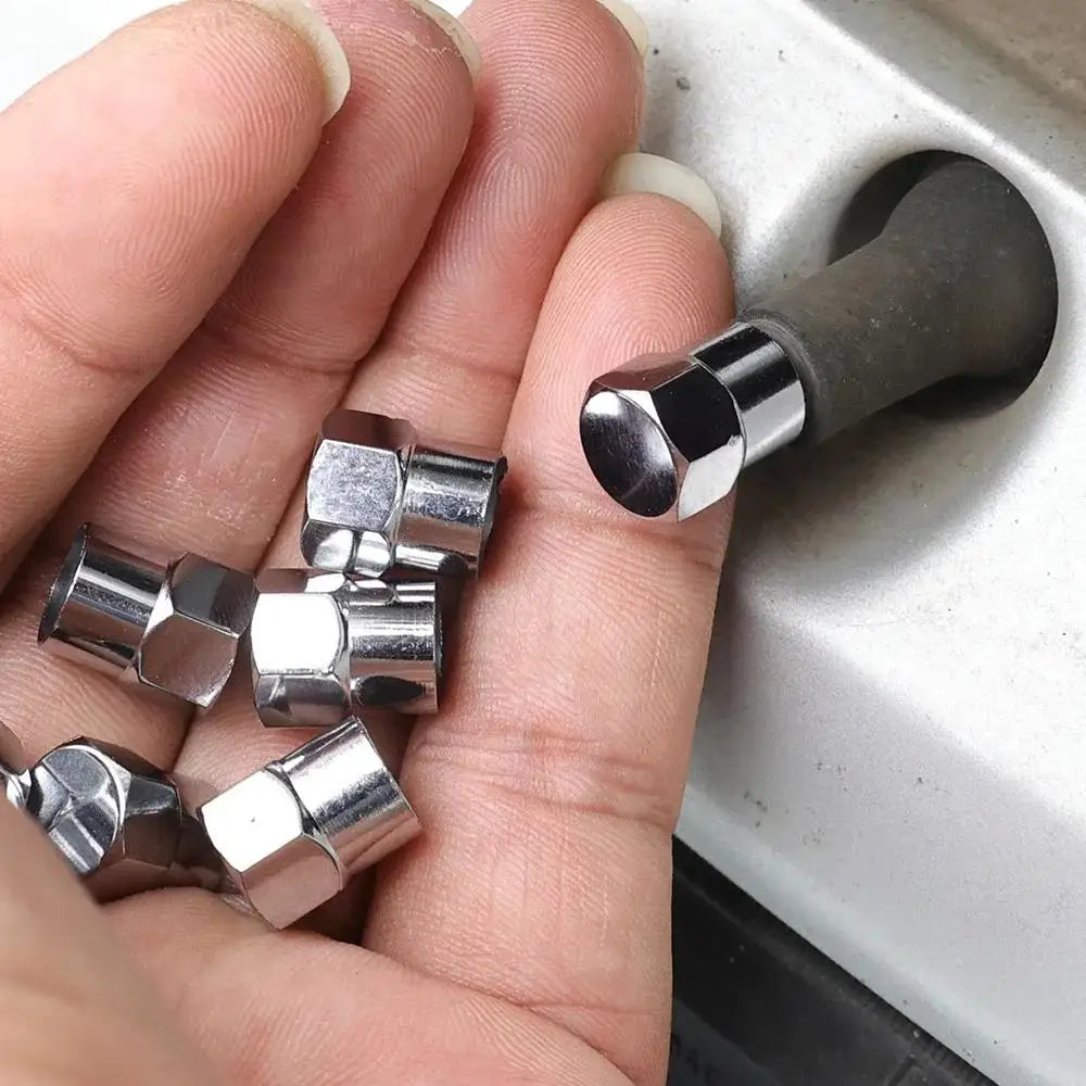 Chrome Tire Valve Caps with O-Ring, 40 Pcs