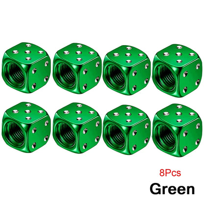 AUTCOAT Aluminum Tire Valve Caps | Dice Wheel Stem Dust Cover for Car Truck Motorcycle Bike