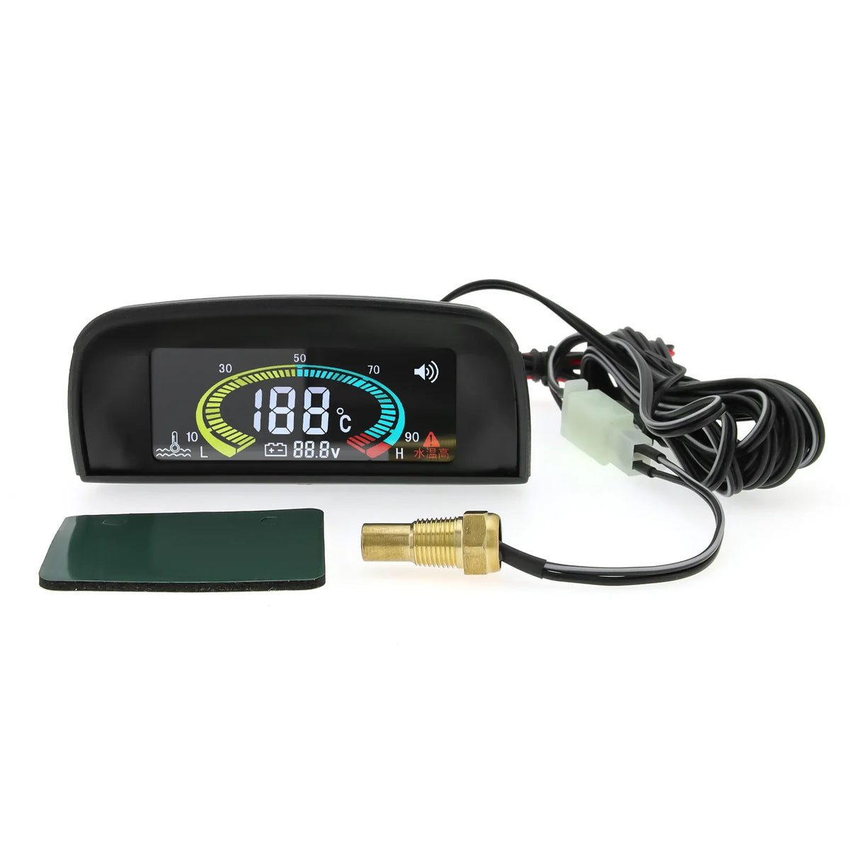 HD Universal Water Temperature Voltmeter Gauge | 2 in 1 Digital Car Gauge with Temp Sensor 10mm