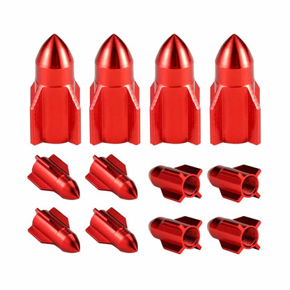 Aluminum Rocket Tire Valve Caps Set of 4 | Car and Motorcycle Alloy Valve Stem Covers