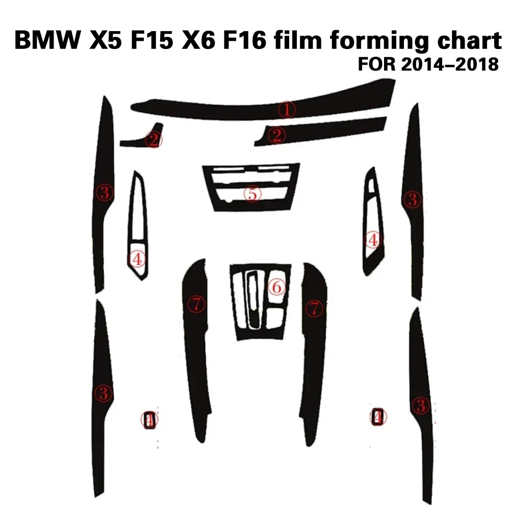 BMW X5 F15/X6 F16 2014-2018 Carbon Fiber Interior Stickers