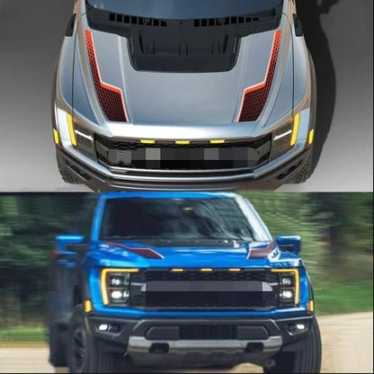 Hood Scoop Stripe Decal for Ford F-150 Raptor Gen 3 (2021–2023) | Precut Bonnet Vinyl Graphics