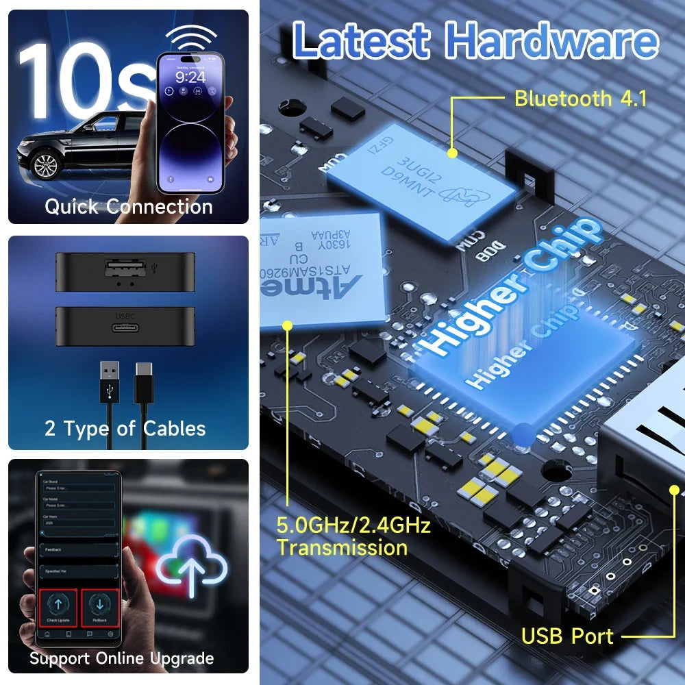 CarlinKit 5.0 Wireless Android Auto & CarPlay Adapter | 2Air & CP2A for OEM Cars