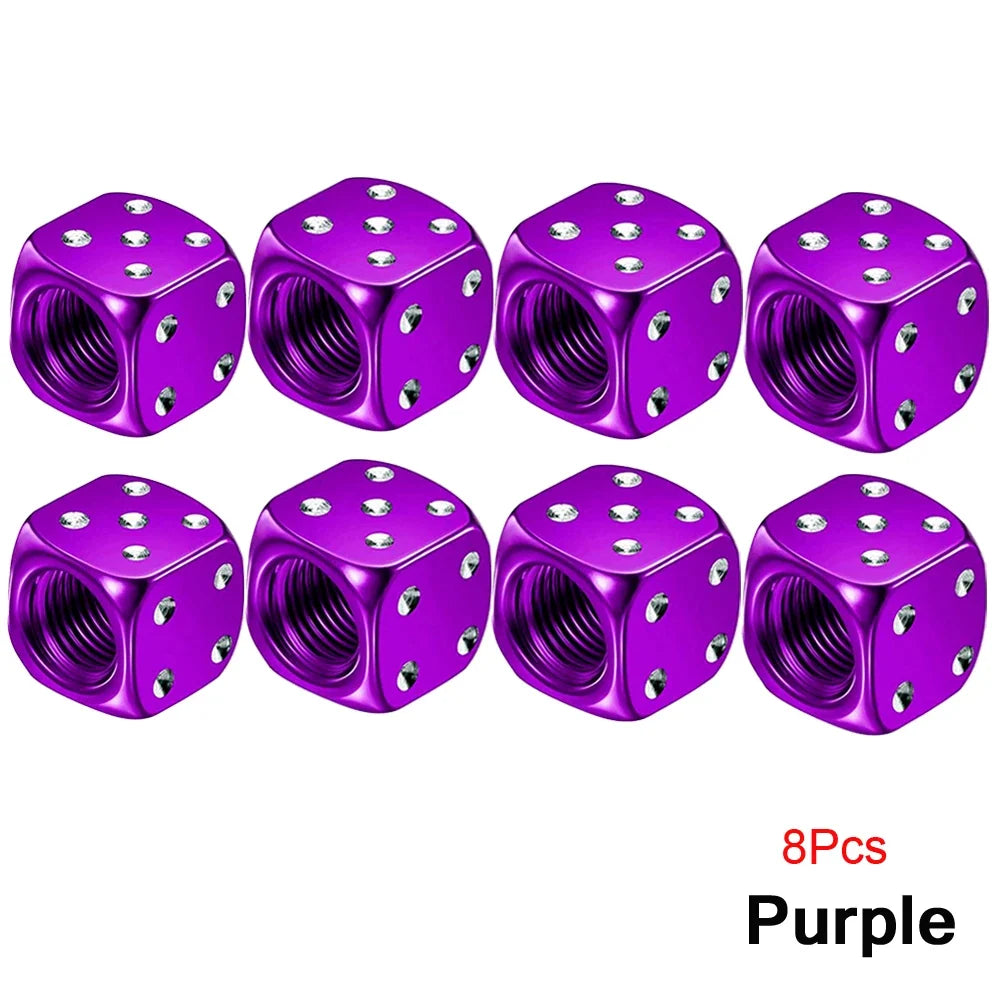 AUTCOAT Aluminum Tire Valve Caps | Dice Wheel Stem Dust Cover for Car Truck Motorcycle Bike