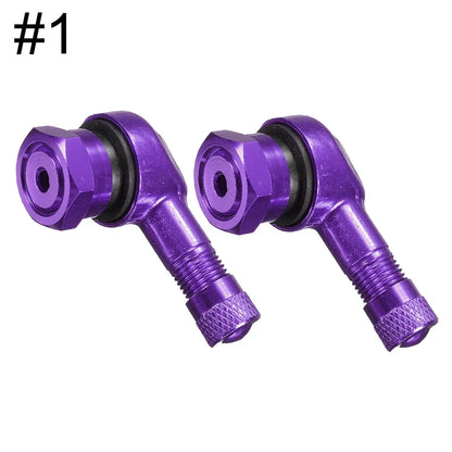 90 Degree CNC Motorcycle Tire Valve Stems | Leak-proof 2-Piece Set for Bikes and Scooters