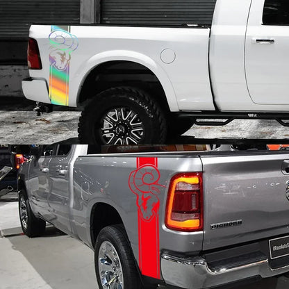 Dodge RAM Bed Side Graphic Kit – Pickup Truck Vinyl Decal Set (2 Pcs) | 1500, 2500, 3500, Rebel, TRX | 12 Finishes