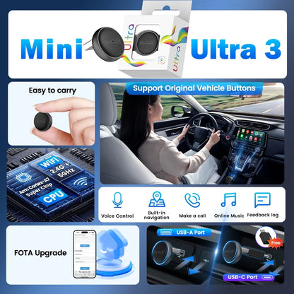 Carlinkit Mini Ultra Wireless CarPlay Adapter | 5.0 WiFi Bluetooth for OEM Cars