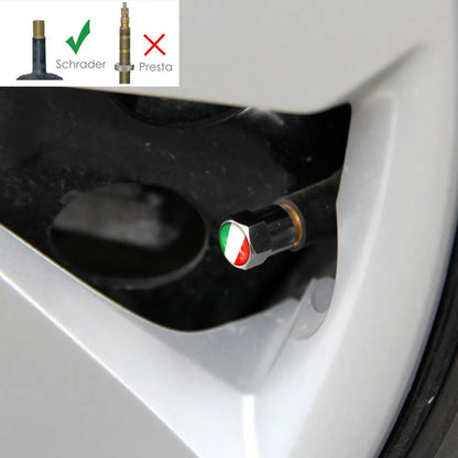 DSYCAR 4 Pieces Italy Flag Car Tire Valve Caps | Aluminium Alloy Airtight Stem Covers