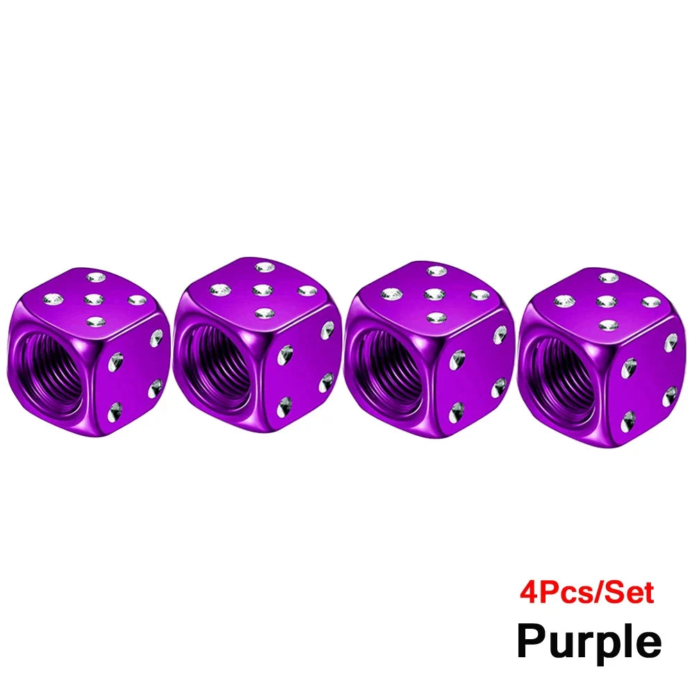 AUTCOAT Aluminum Tire Valve Caps | Dice Wheel Stem Dust Cover for Car Truck Motorcycle Bike
