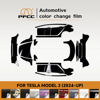Precut Color Change PPF for Tesla Model 3 Highland (2024–2025) | Black & Glacier Blue PET Film