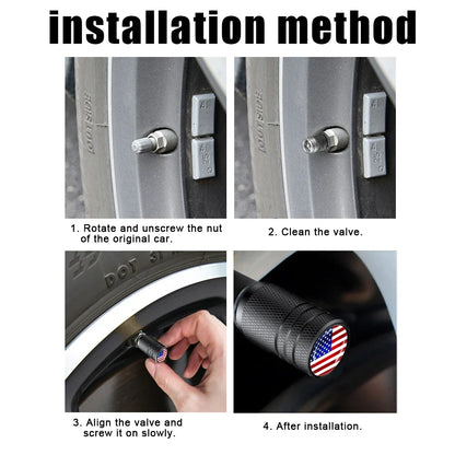 American Flag Tire Valve Caps | Aluminum Dustproof Stem Caps for Cars Trucks Motorcycles