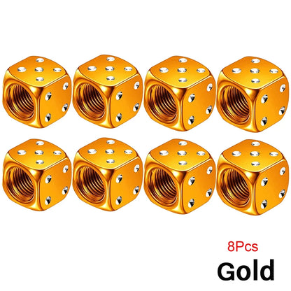 AUTCOAT Aluminum Tire Valve Caps | Dice Wheel Stem Dust Cover for Car Truck Motorcycle Bike