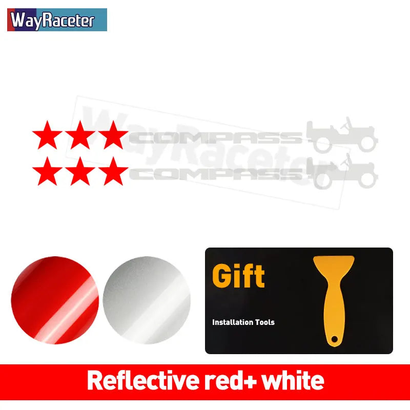 Jeep Compass Willy Edition Star Decal Kit – Reflective Vinyl | Hood, Trunk & Door Pillar (2 Pcs)