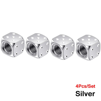 AUTCOAT Aluminum Tire Valve Caps | Dice Wheel Stem Dust Cover for Car Truck Motorcycle Bike