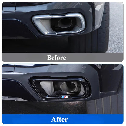 BMW X7 Black Knight Style Exhaust Tip Tail Throat Decorative Cover (Single Hole / Outer Frame)