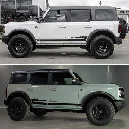 Matte Black Wildtrak Hood & Mountain Waistline Stripe Decal for Ford Bronco (2021–2023) | Off-Road Vinyl