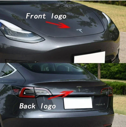 Zinc Alloy Front Hood Logo Sticker for Tesla Model 3 / Model Y | Auto Body Styling Emblem