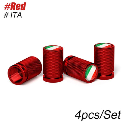 4Pcs Italy Flag Aluminum Alloy Valve Stem Caps