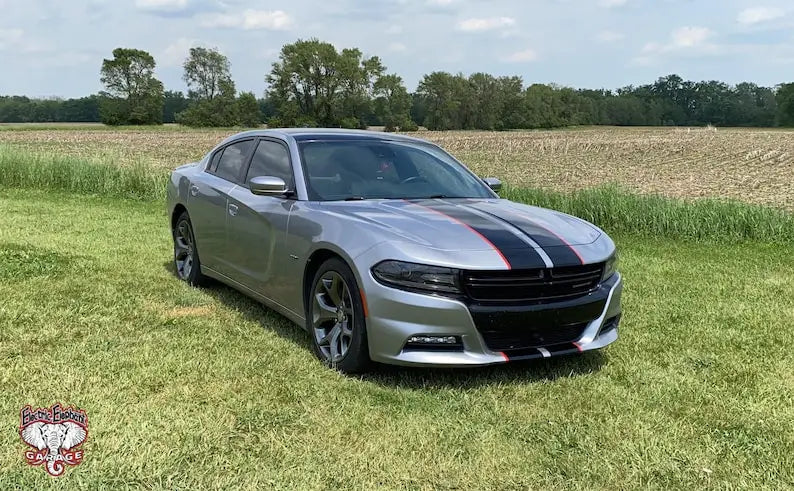 Twin Two-Tone Rally Stripe Body Decal for Dodge Charger (2005+) | Full-Body KK Vinyl Kit