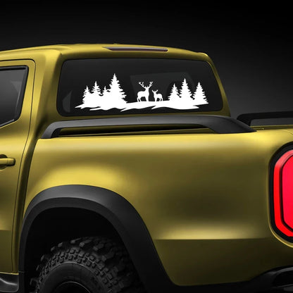 Hunting Deer & Trees Tailgate Decal | 4x4 Off-Road Vinyl Sticker for Pickup Trucks & SUVs