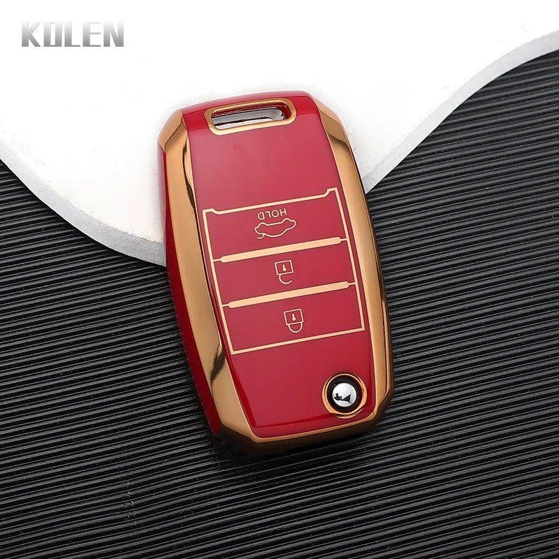 TPU Car Flip Key Case Cover Shell Fob For KIA RIO 3 K2 K3 K4 K5 Sportege Picanto Optima Soul Ceed Sorento Forte Stinger Cerato