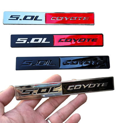 5.0L COYOTE Metal Badge | Trunk & Fender Emblem Sticker for Ford Mustang