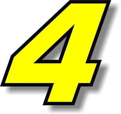 F155 Individual Number Vinyl Sticker – Yellow with Black Border | Digits 0–9 | 2 Sizes | Car, Motorcycle & Helmet