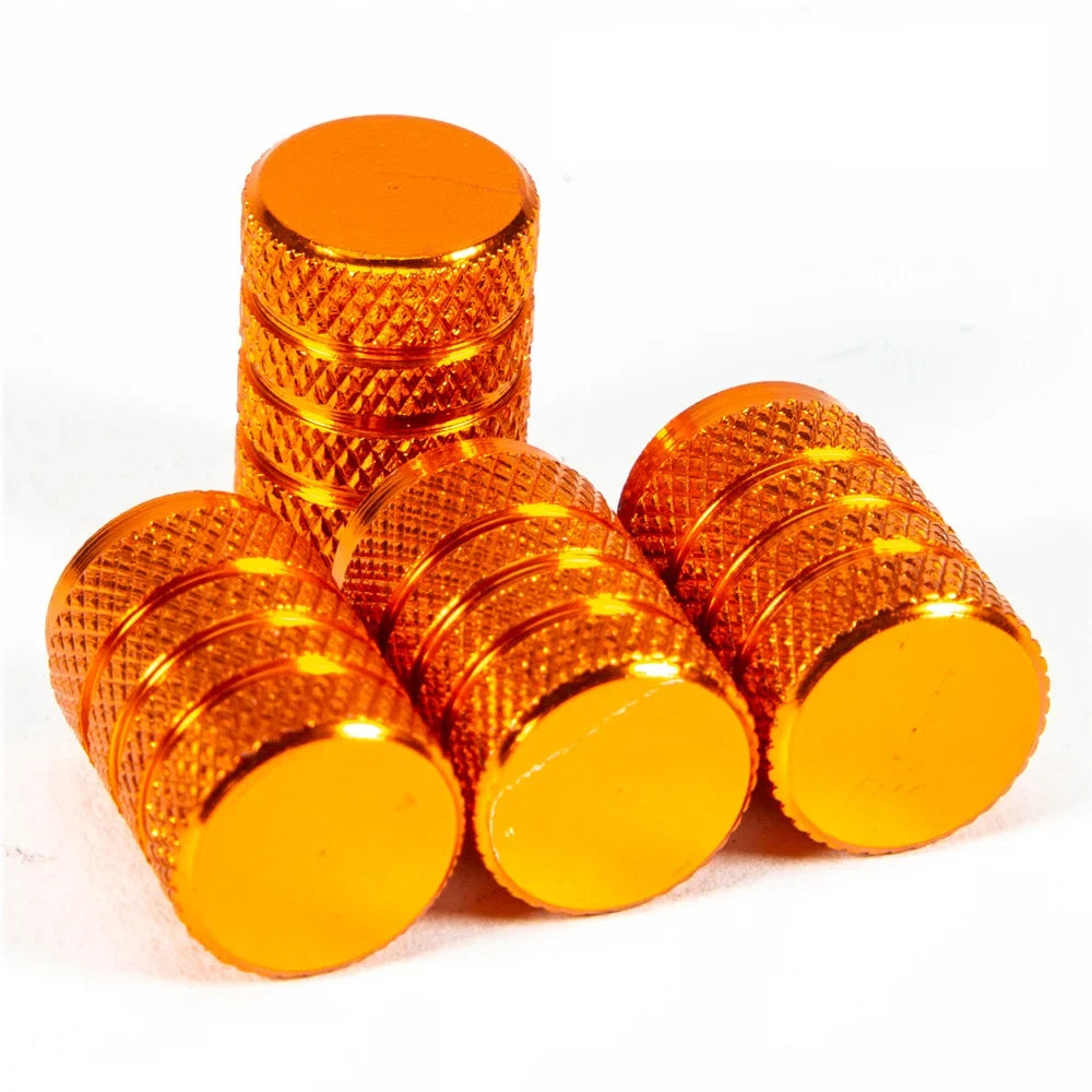 DSYCAR 4Pcs Silver Aluminum Knurling Tire Valve Stem Caps | US Schrader Compatible