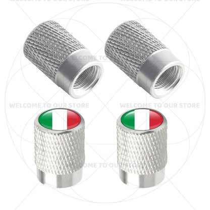 4Pcs Aluminum Tire Valve Caps with Germany France Italy Flag Emblems