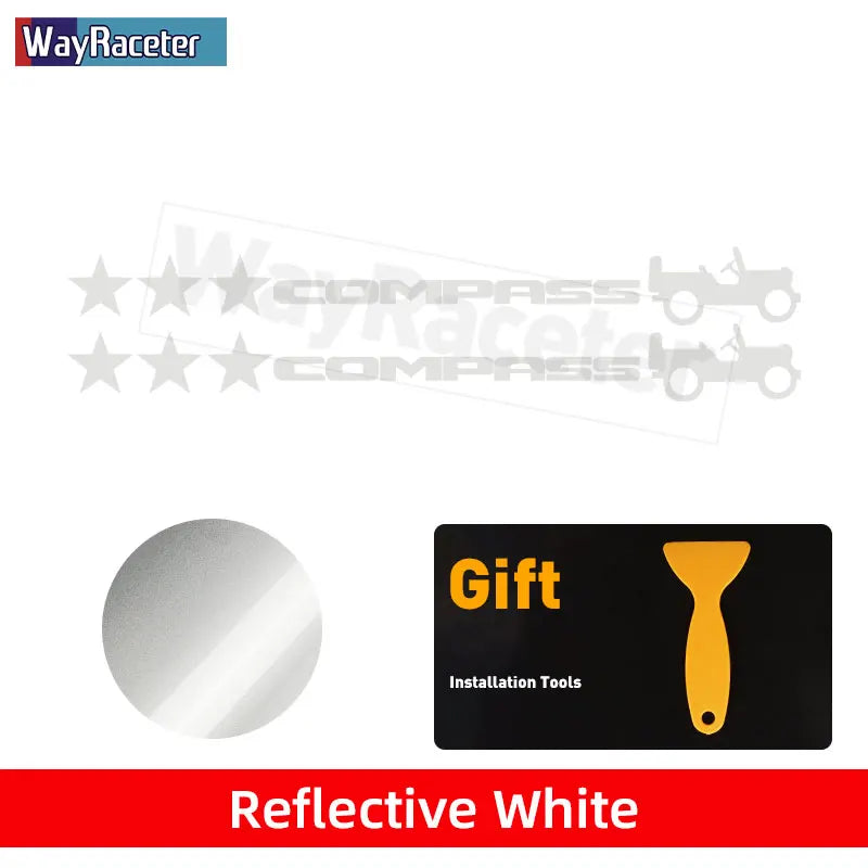 Jeep Compass Willy Edition Star Decal Kit – Reflective Vinyl | Hood, Trunk & Door Pillar (2 Pcs)