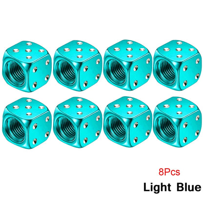 AUTCOAT Aluminum Tire Valve Caps | Dice Wheel Stem Dust Cover for Car Truck Motorcycle Bike