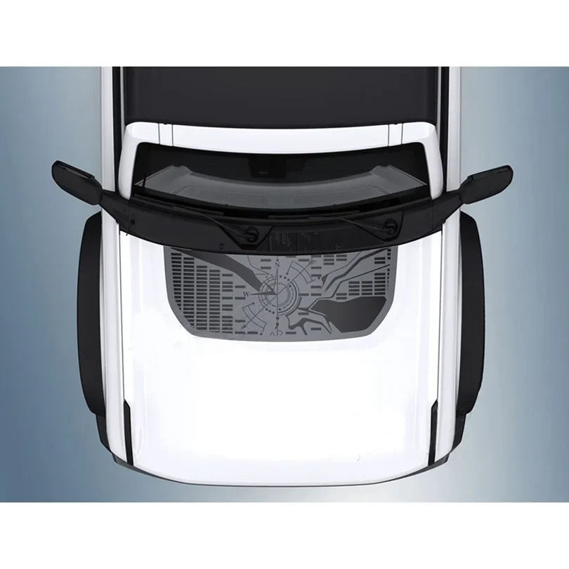 Retro Matte Topo Map & Compass Hood Decal | Off-Road Mountain Blackout Vinyl Wrap Sticker