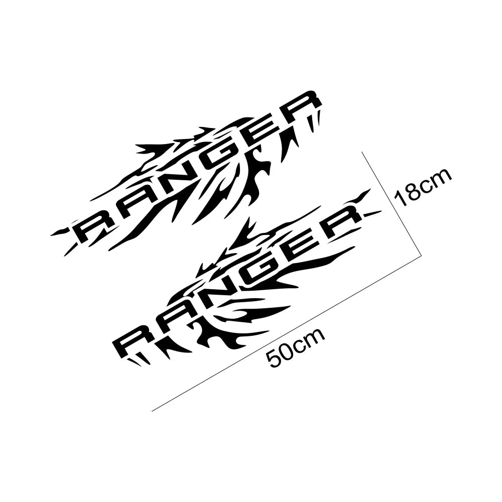 Splash Bed Side Decal for Ford Ranger Raptor XL / XLT / Lariat | 2-Piece Matte Vinyl Truck Graphic