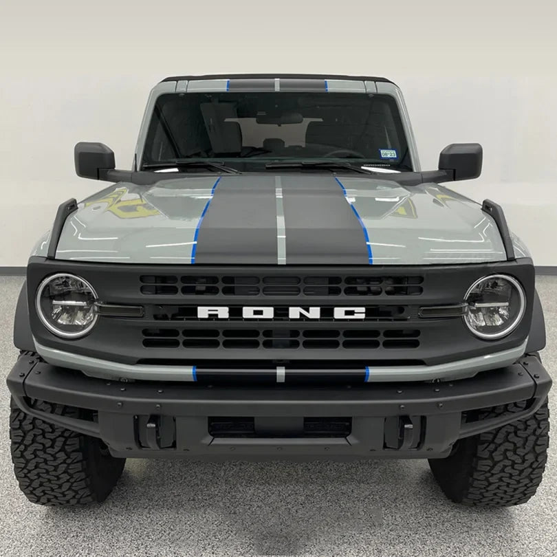 Matte Black Double Stripe Hood Scoop Decal for Ford Bronco (2021–2023) | Personalized Vinyl Overlay
