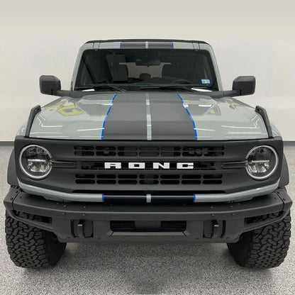 Matte Black Double Stripe Hood Scoop Decal for Ford Bronco (2021–2023) | Personalized Vinyl Overlay