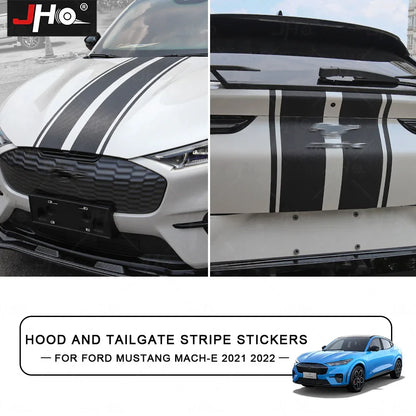 Ford Mustang Mach-E Hood & Body Stripe Decal Kit – 3D Carbon Fiber Vinyl (2021–2023)