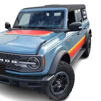 Retro Sunset Hood & Waistline Stripe Decal for Ford Bronco (2021–2023) | Custom Vinyl Wrap Graphics