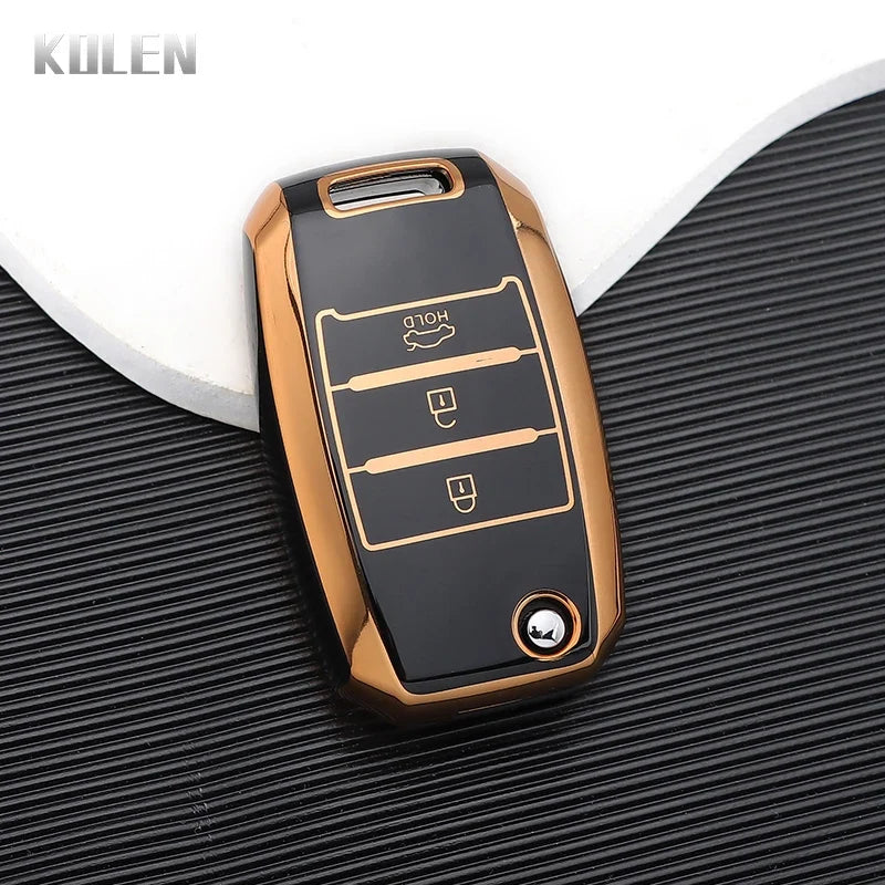 TPU Car Flip Key Case Cover Shell Fob For KIA RIO 3 K2 K3 K4 K5 Sportege Picanto Optima Soul Ceed Sorento Forte Stinger Cerato