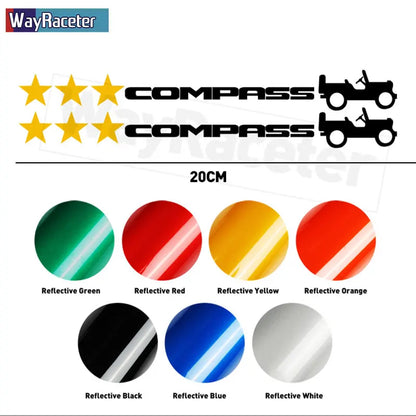 Jeep Compass Willy Edition Star Decal Kit – Reflective Vinyl | Hood, Trunk & Door Pillar (2 Pcs)