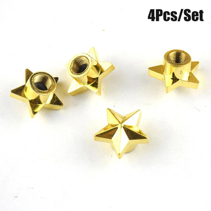 Pentagram Tire Valve Stem Caps 4-Pack | Universal Dust Covers for Schrader Valves