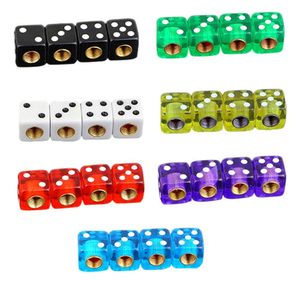 DSYCAR 4Pcs Gold Dice Tire Valve Caps | Dustproof Plastic Wheel Stem Caps for Auto Truck Bike