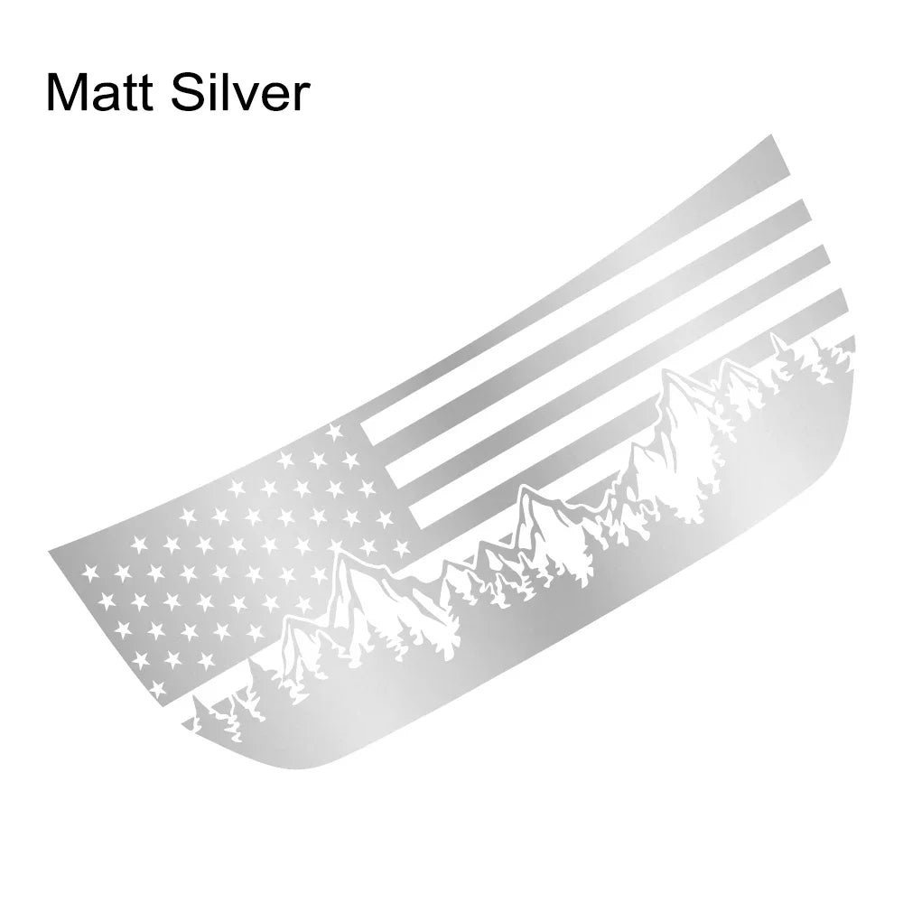 USA Flag Mountain & Tree Hood Bonnet Decal for Ford Bronco | Styling Vinyl Sticker