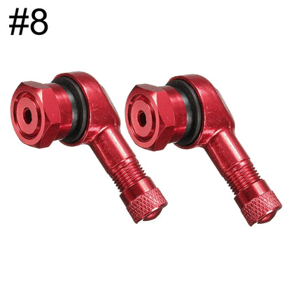 90 Degree CNC Motorcycle Tire Valve Stems | Leak-proof 2-Piece Set for Bikes and Scooters