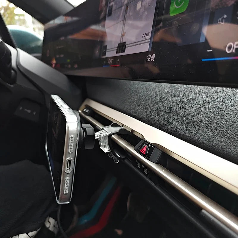 For BMW iX 2023-2025 Vent Magnetic Wireless Charger Phone Holder With LED